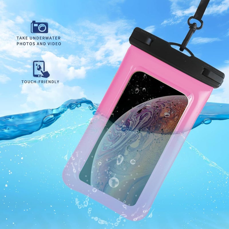 Foweroty Floatable Waterproof Phone Pouch/Case with Crossbody Lanyard for iPhone 17 Series 16 Pro Max/15 Pro/14/13/12, IP68 Cellphone Dry Bag Beach Cruise Ship Essentials, 1 Pack-Pink-7″ - Image 5